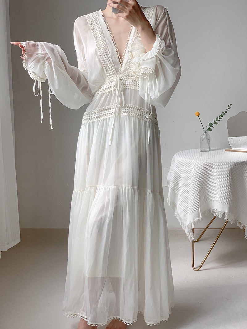 Get trendy with Ocean Heart Lace Maxi Dress - Dresses available at Peiliee Shop. Grab yours for $38 today!