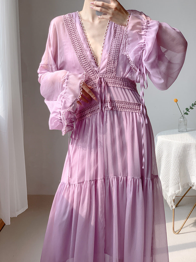 Get trendy with Ocean Heart Lace Maxi Dress - Dresses available at Peiliee Shop. Grab yours for $38 today!
