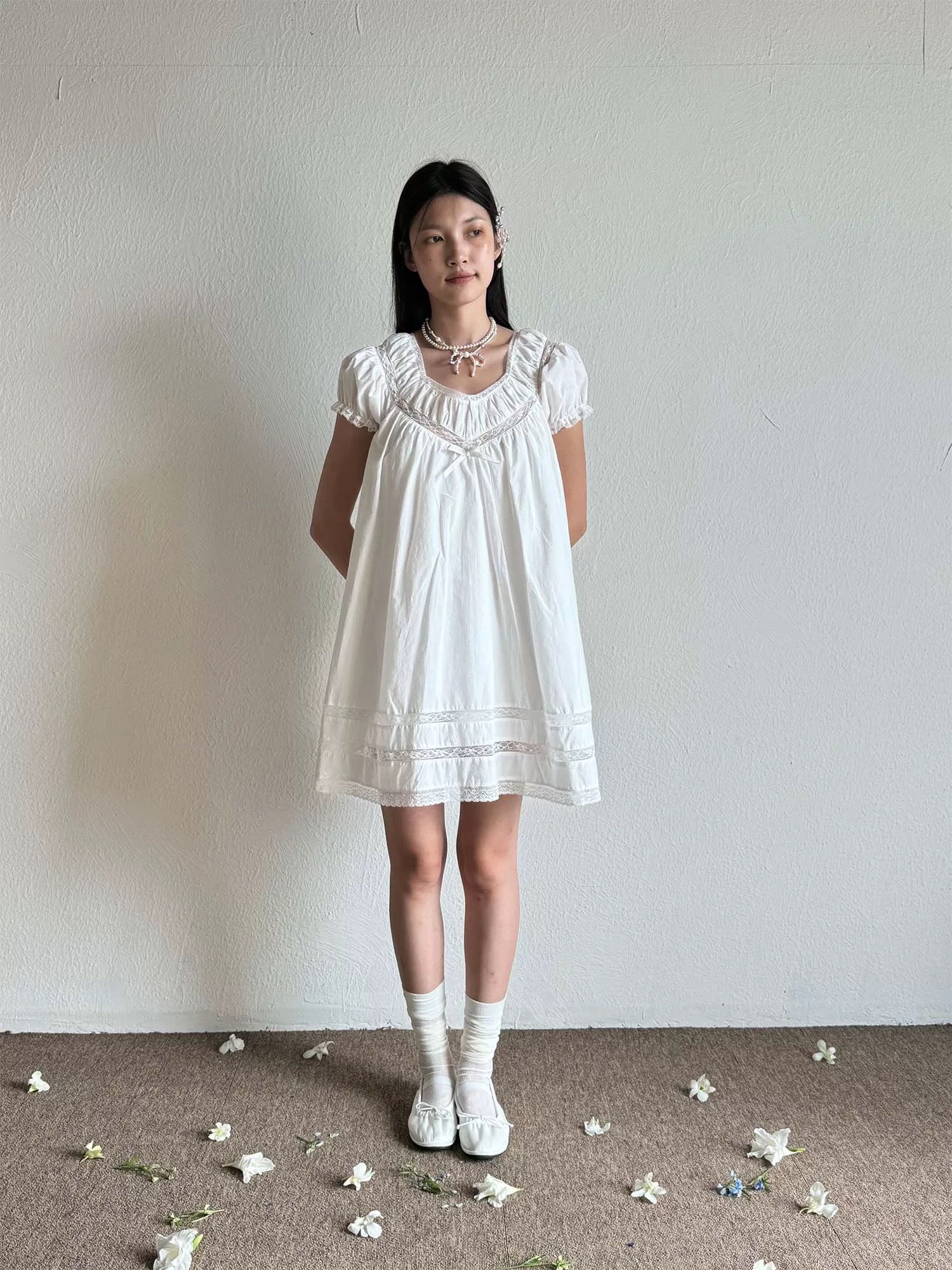 sweet and coquette core girl style with 100% comfy cotton fabric and babydoll design