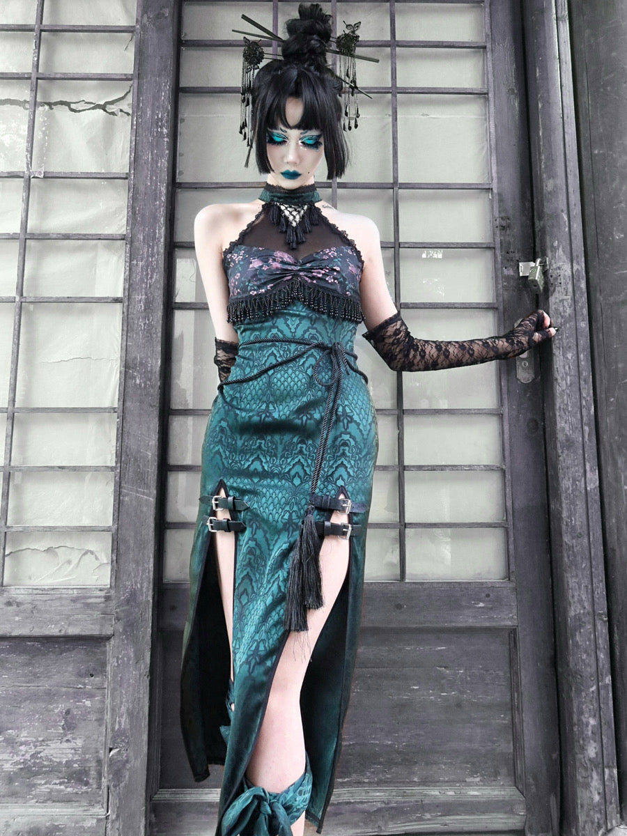 Get trendy with Evil Snake Qipao Style Slit Dress - Dresses available at Peiliee Shop. Grab yours for $59.90 today!