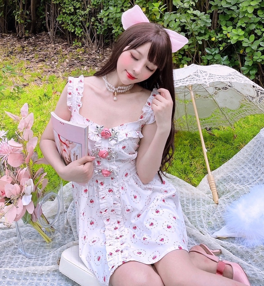 Get trendy with Floral princess mini dress - available at Peiliee Shop. Grab yours for $39 today!