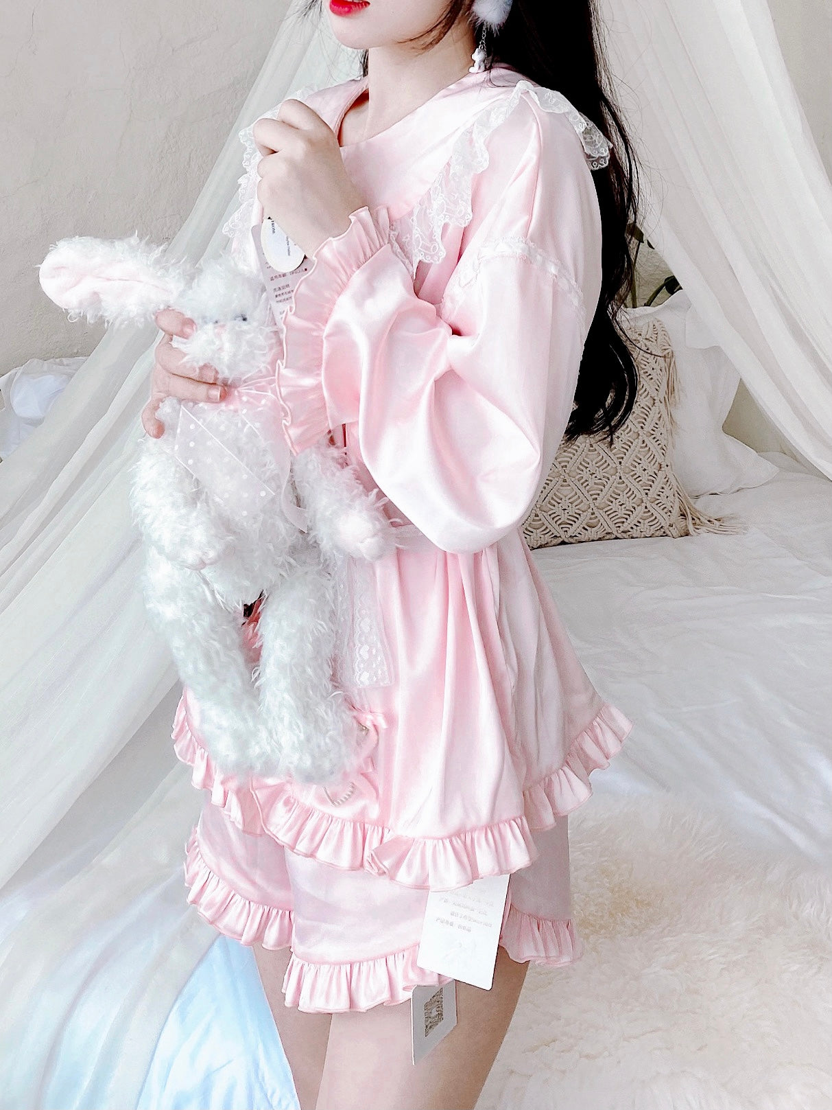 Get trendy with Angelic Rosé Satin Lounge wear set - available at Peiliee Shop. Grab yours for $12 today!