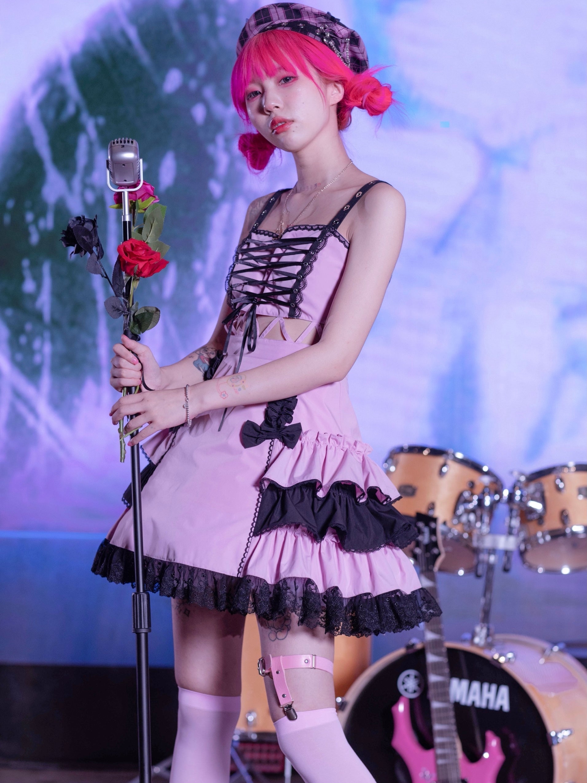 Get trendy with Cyber Punk Evil Idol Dress Set - available at Peiliee Shop. Grab yours for $109 today!