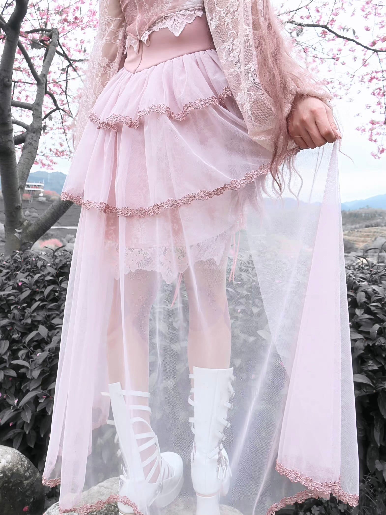 Get trendy with Sakura Dream Velvet Corset Top With Sleeves - Shirts & Tops available at Peiliee Shop. Grab yours for $55 today!