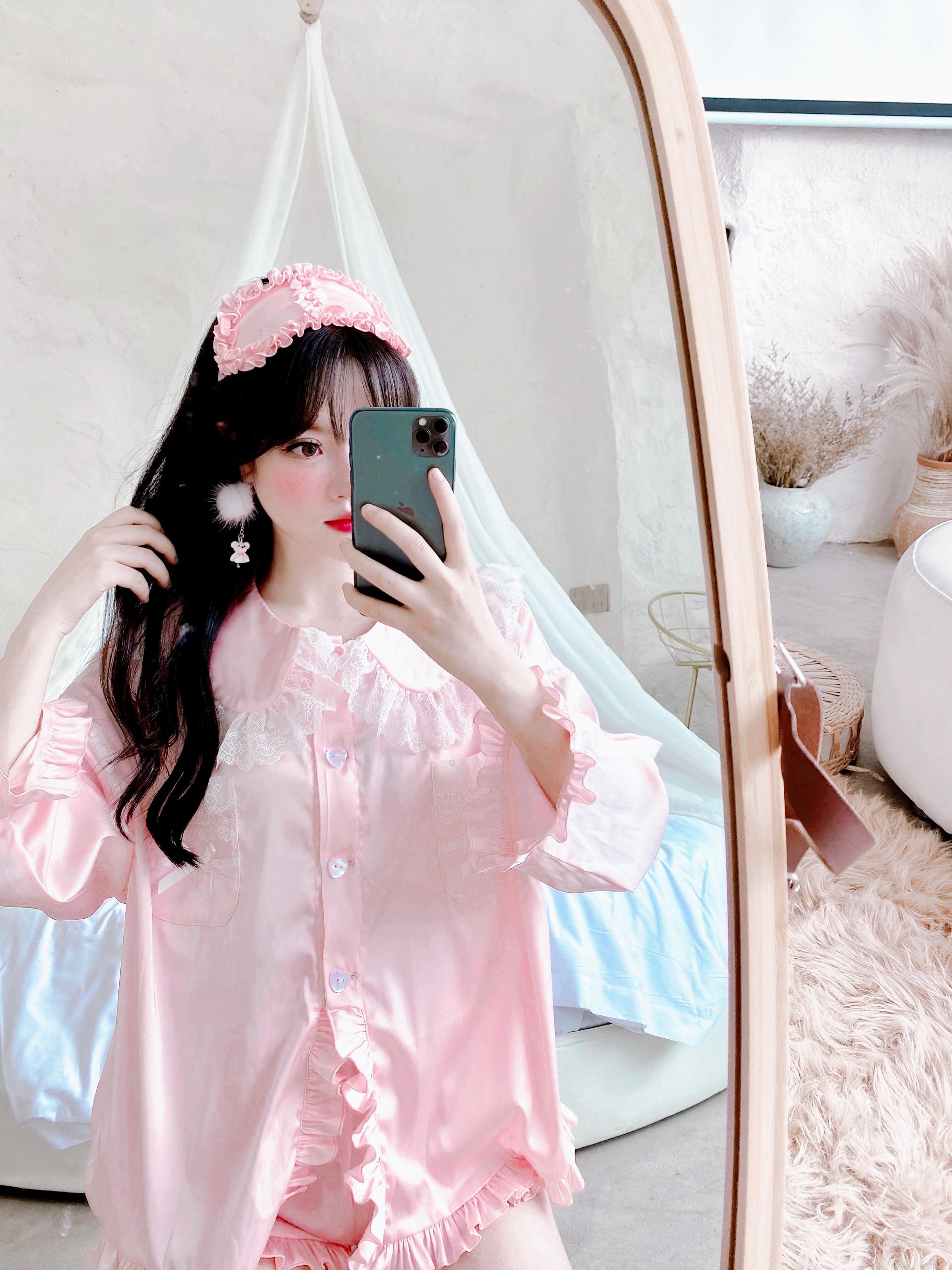 Get trendy with Angelic Rosé Satin Lounge wear set - available at Peiliee Shop. Grab yours for $12 today!