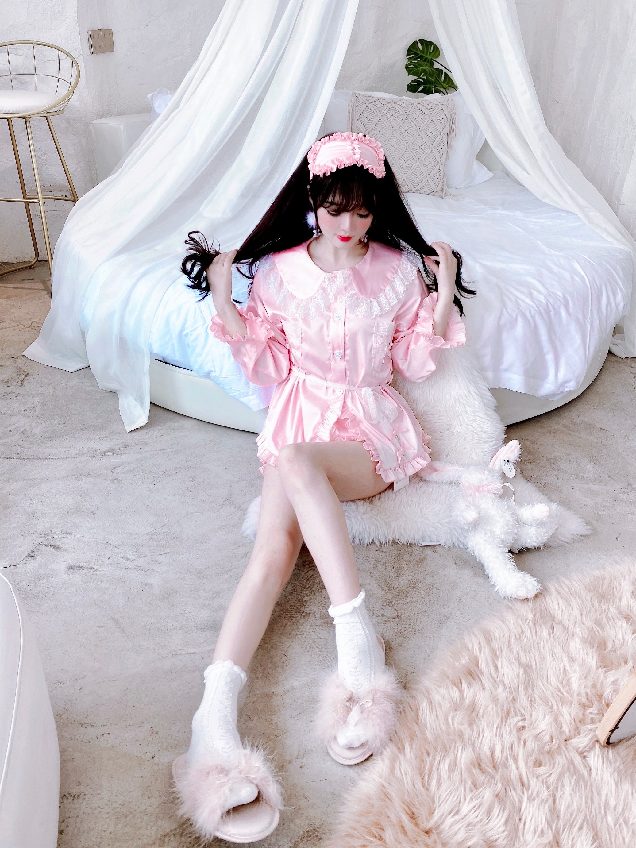 Get trendy with Angelic Rosé Satin Lounge wear set - available at Peiliee Shop. Grab yours for $12 today!