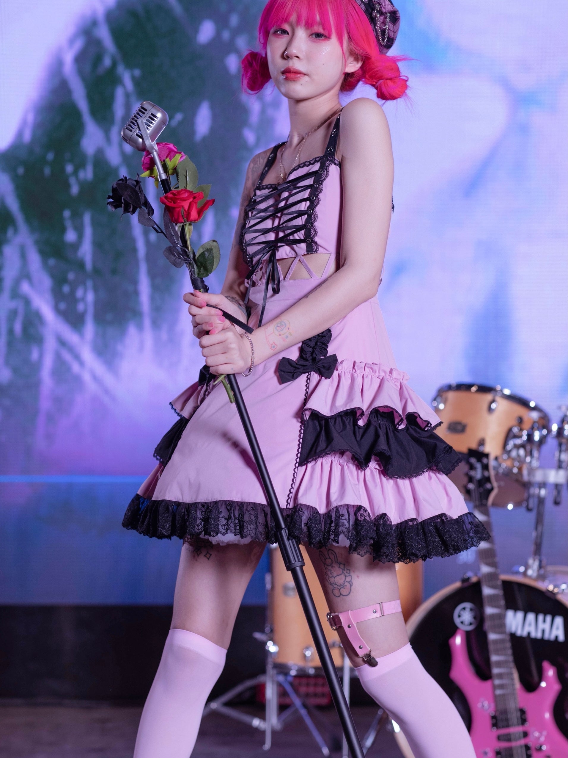 Get trendy with Cyber Punk Evil Idol Dress Set - available at Peiliee Shop. Grab yours for $109 today!