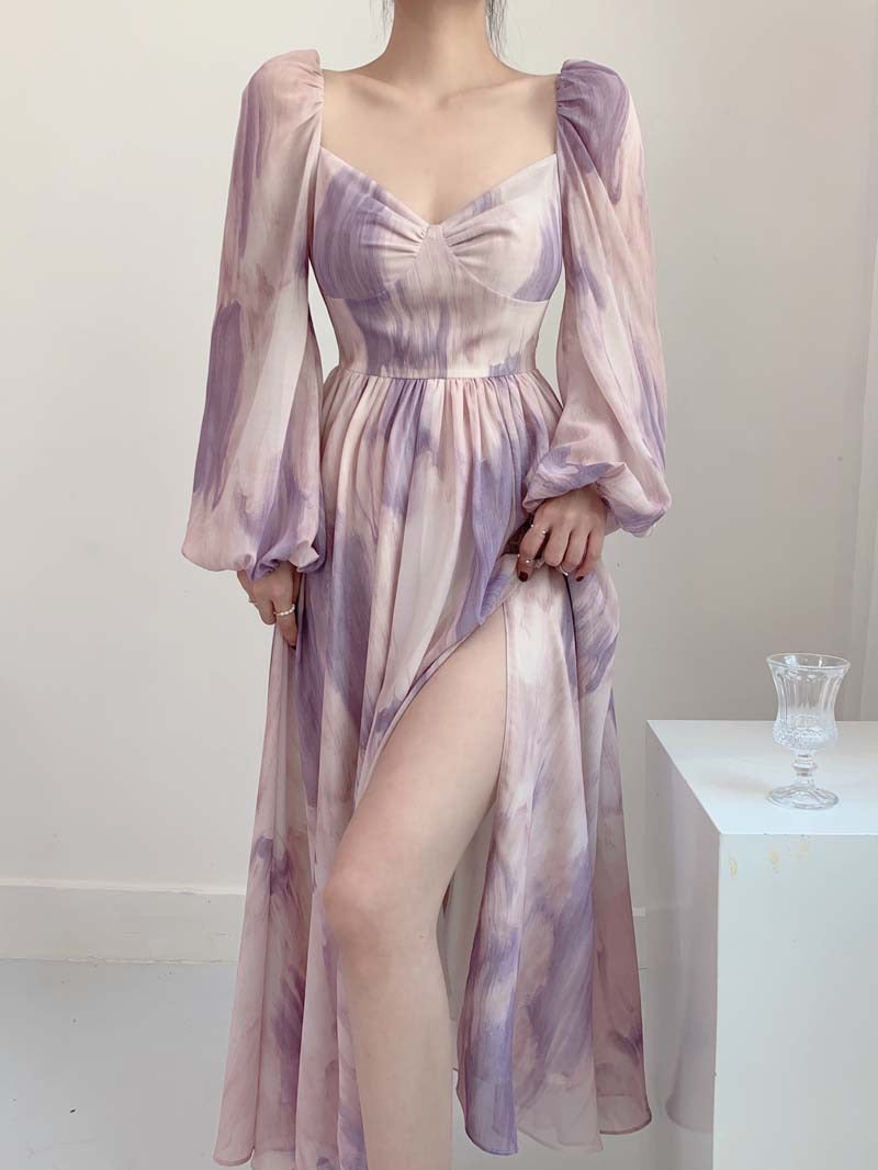 Get trendy with Lilac Floral Dress Gown - Dresses available at Peiliee Shop. Grab yours for $38.60 today!