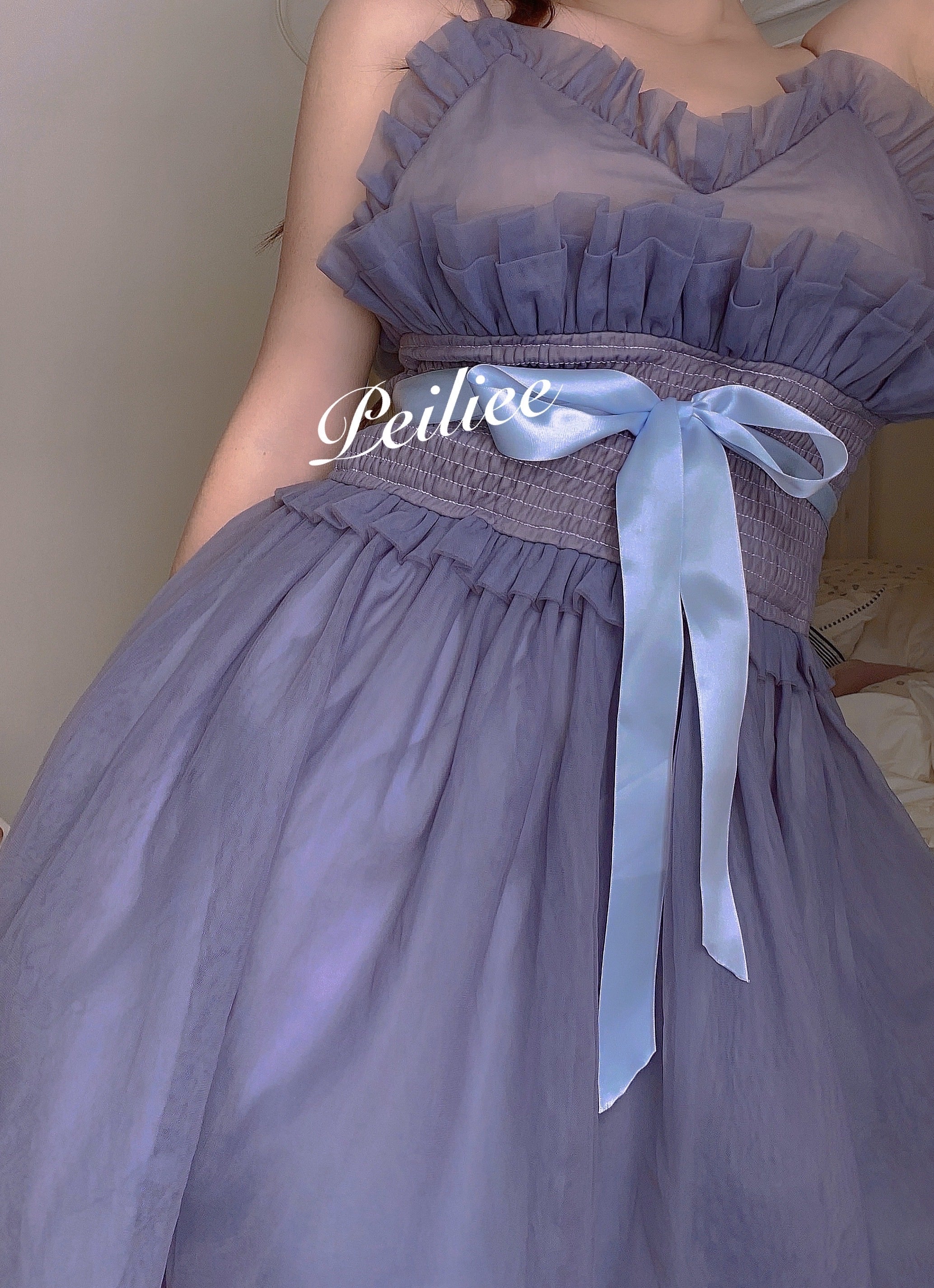 Get trendy with Iris Pallida Lam Lavender Dress - Dress available at Peiliee Shop. Grab yours for $48 today!