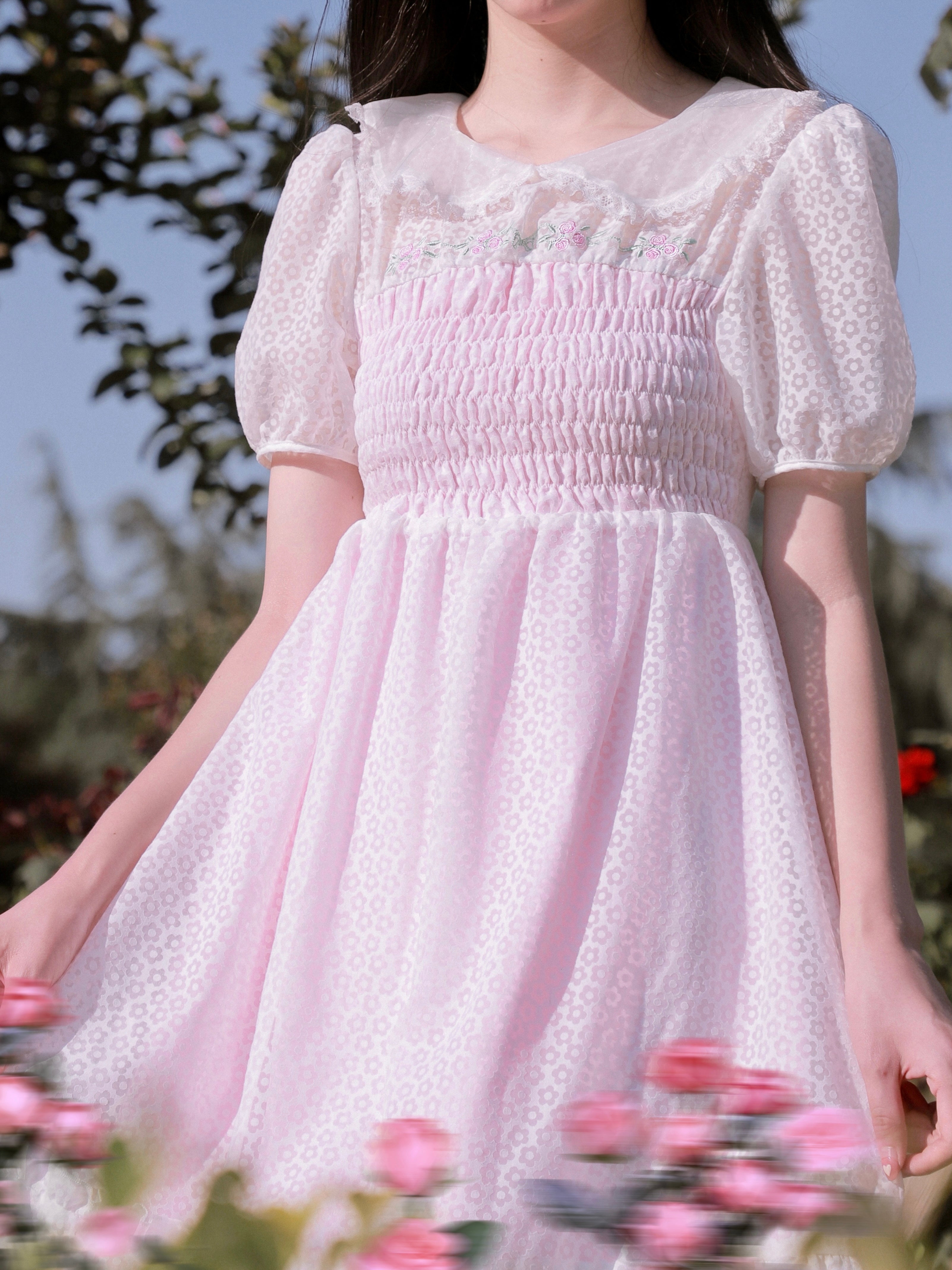 Get trendy with Rose Mist French Romantic Dress - available at Peiliee Shop. Grab yours for $58 today!