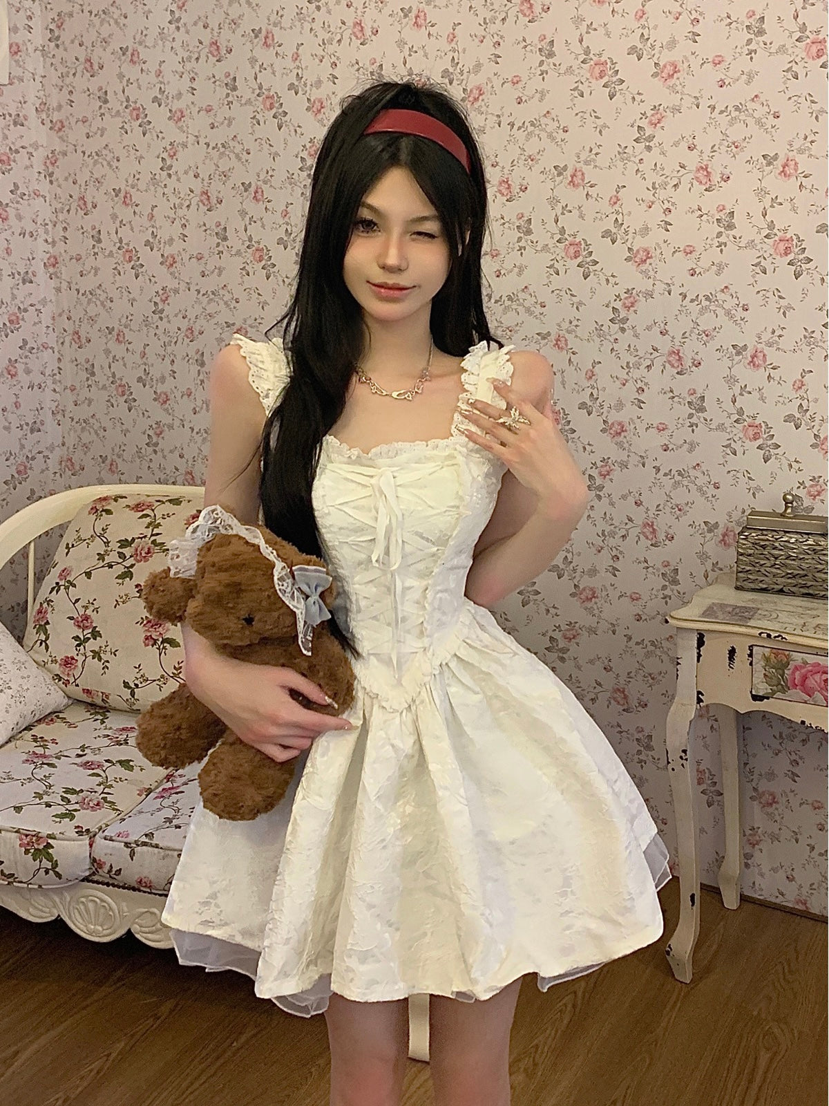Get trendy with Angel like floral cotton mini dress - available at Peiliee Shop. Grab yours for $39.90 today!