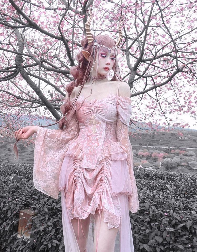 Get trendy with Sakura Dream Velvet Corset Top With Sleeves - Shirts & Tops available at Peiliee Shop. Grab yours for $55 today!