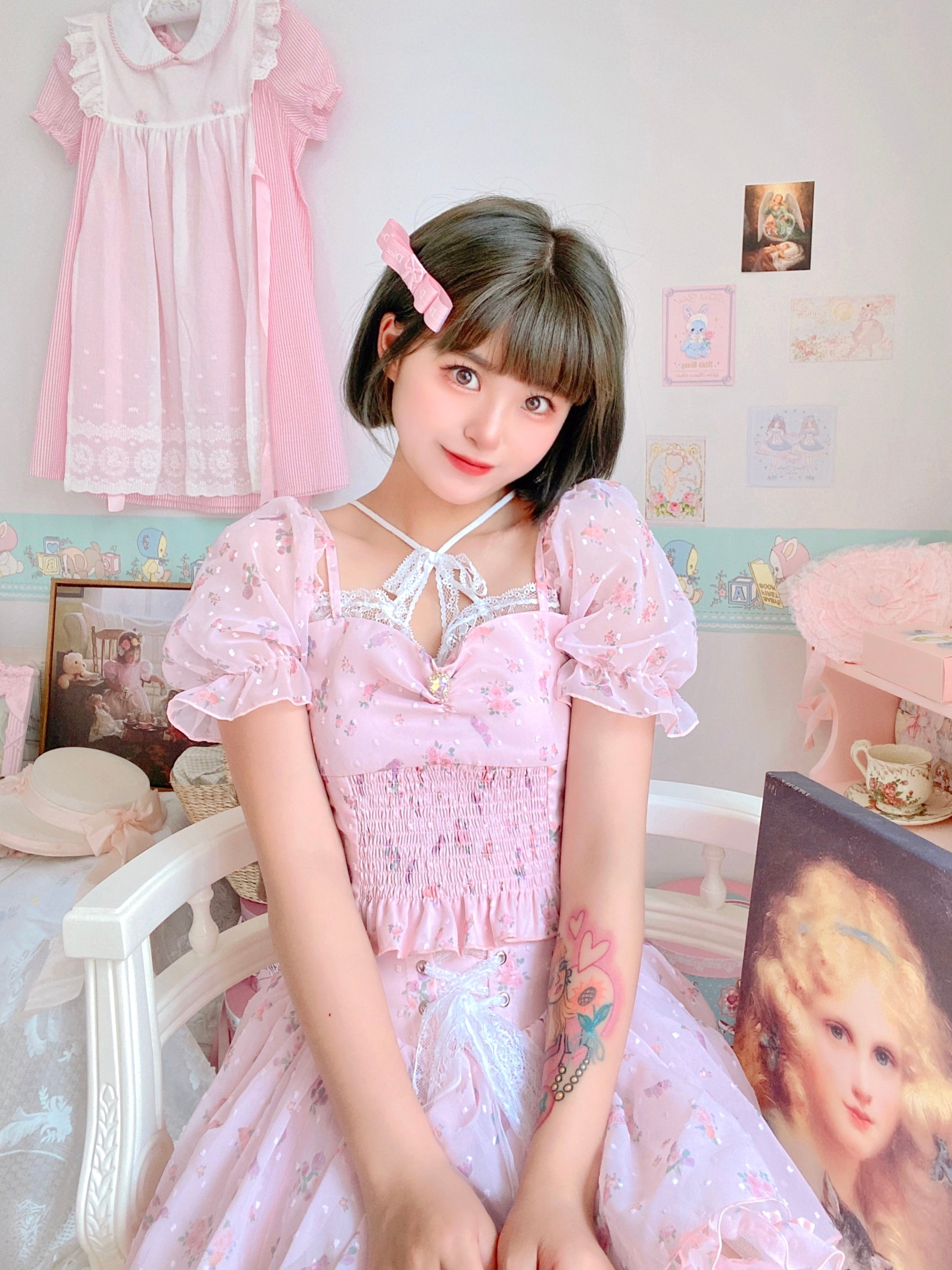 Get trendy with Soft Blossom Floral Chiffon Dress Set - available at Peiliee Shop. Grab yours for $39.90 today!