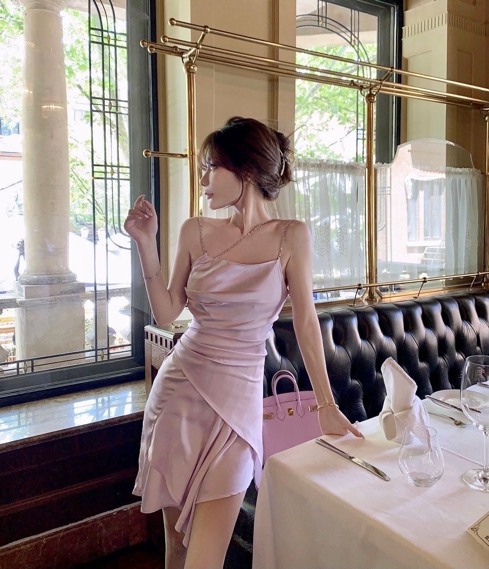 Get trendy with Lilac Aroma Satin Mini Dress - available at Peiliee Shop. Grab yours for $89.90 today!