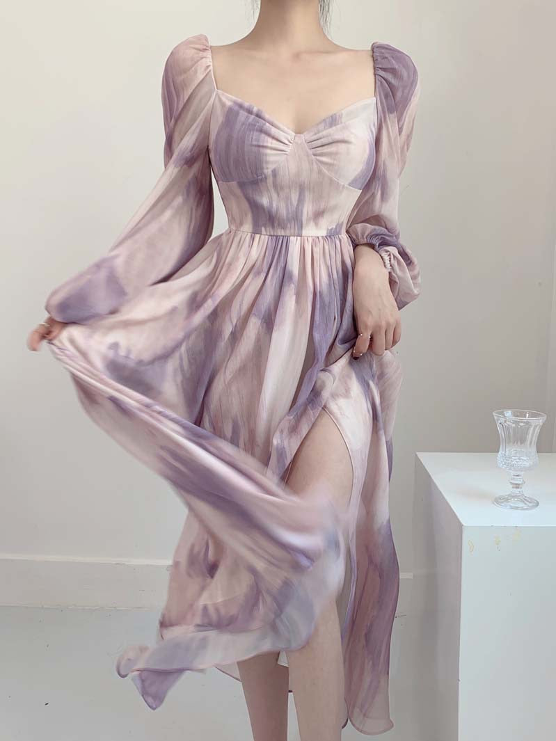 Get trendy with Lilac Floral Dress Gown - Dresses available at Peiliee Shop. Grab yours for $38.60 today!
