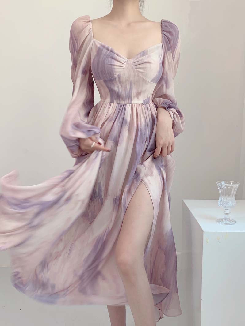 Get trendy with Lilac Floral Dress Gown - Dresses available at Peiliee Shop. Grab yours for $38.60 today!