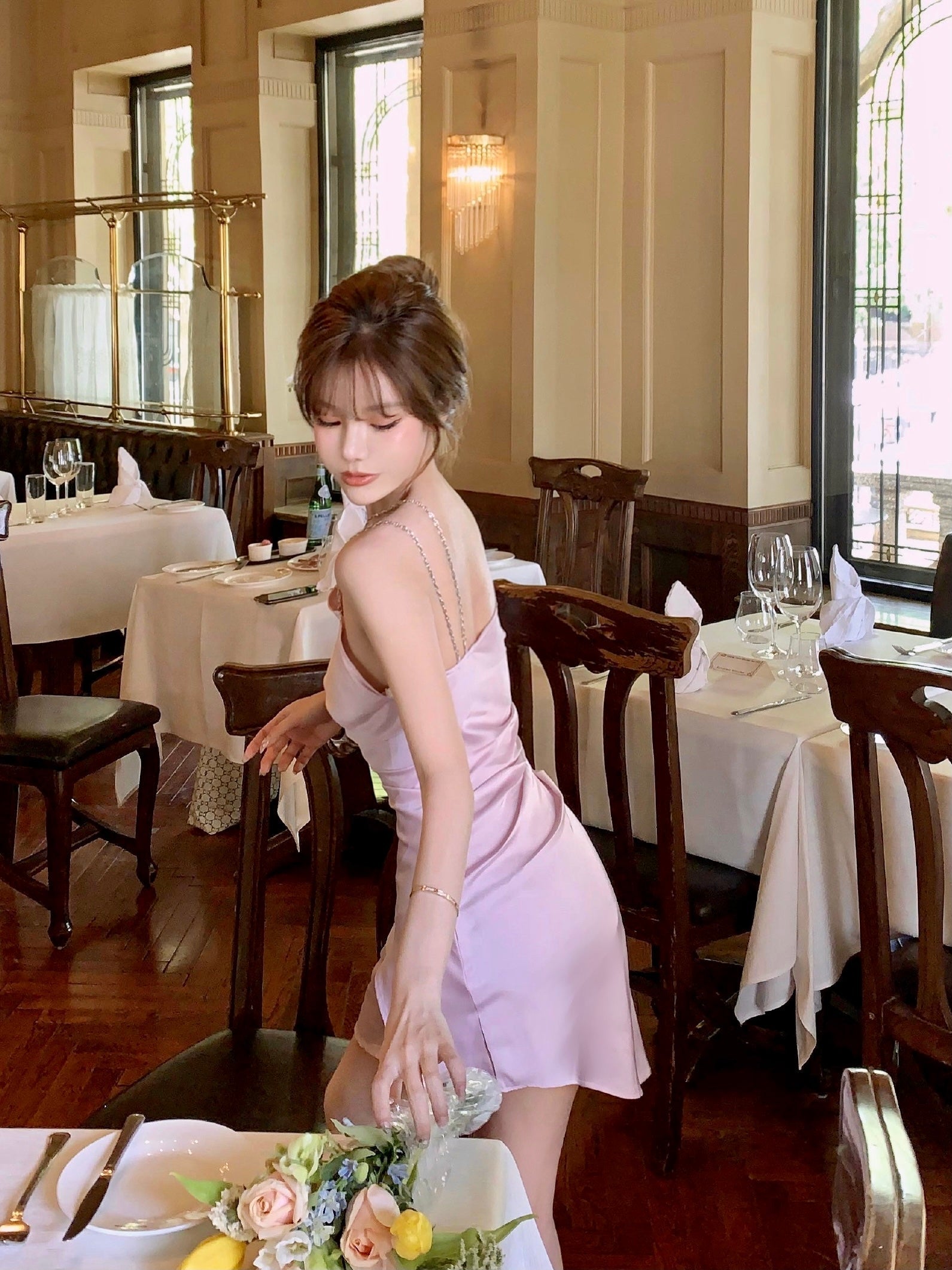 Get trendy with Lilac Aroma Satin Mini Dress - available at Peiliee Shop. Grab yours for $89.90 today!