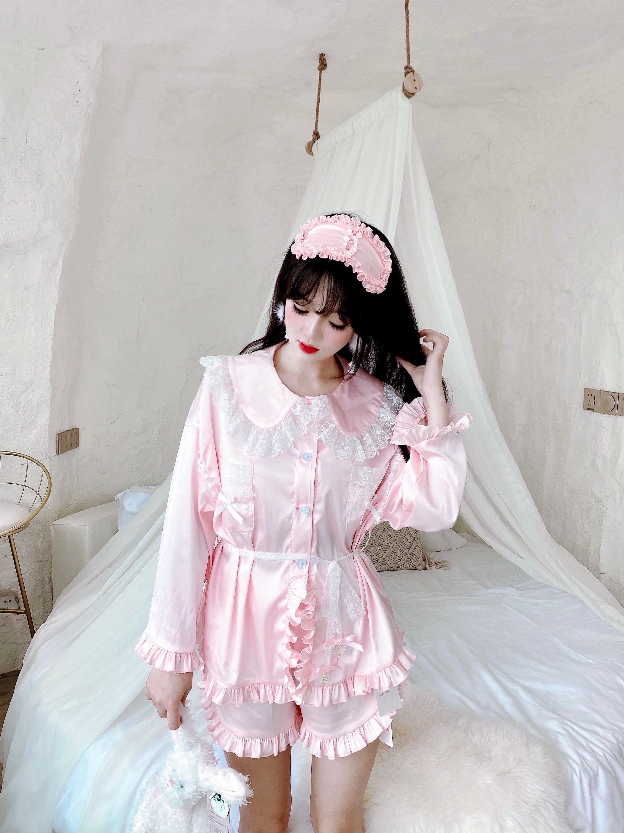 Get trendy with Angelic Rosé Satin Lounge wear set - available at Peiliee Shop. Grab yours for $12 today!