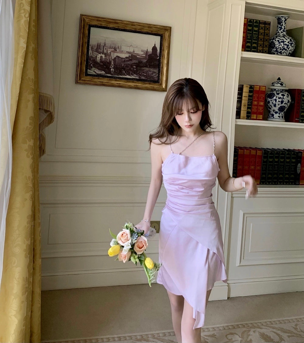 Get trendy with Lilac Aroma Satin Mini Dress - available at Peiliee Shop. Grab yours for $89.90 today!
