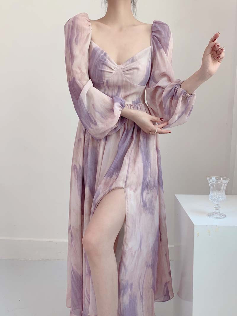 Get trendy with Lilac Floral Dress Gown - Dresses available at Peiliee Shop. Grab yours for $38.60 today!