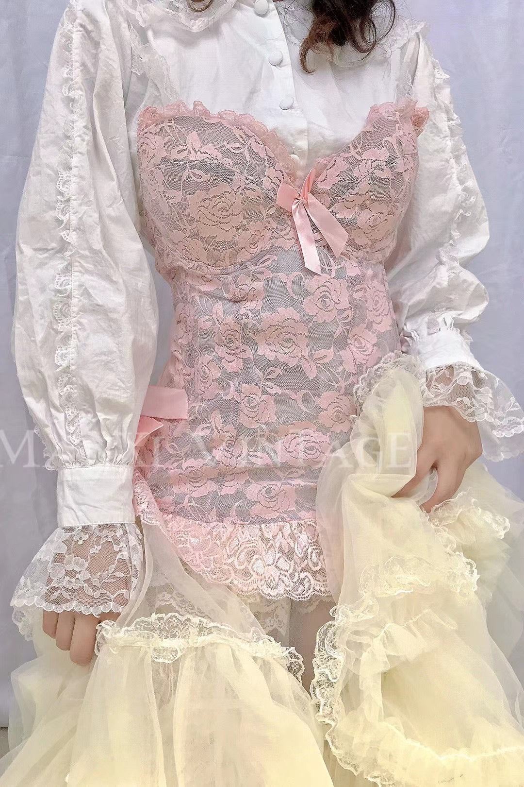 Get trendy with Cloudy Pink Lace Corset Top - available at Peiliee Shop. Grab yours for $59.90 today!