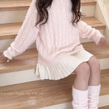 Get trendy with Soft Pink Age Wool Blended Sweater Hoodie - Sweater available at Peiliee Shop. Grab yours for $9 today!