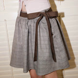 MineBeThyVers Murmure d’Amour plaid A-line midi skirt with ribbon