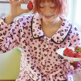 Sleepy Fairy Coral Fleece Leopard Bow Pajama Set