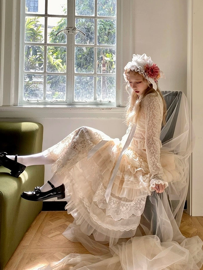 Get trendy with [August Unicorn] Wedding Lace Cake  Skirt - Dresses available at Peiliee Shop. Grab yours for $129 today!
