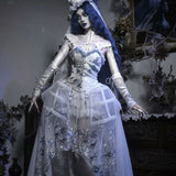 Get trendy with [Blood Supply] Corpse Bride Halloween Gothic Corset Top with petticoats - Crop Top available at Peiliee Shop. Grab yours for $49.90 today!