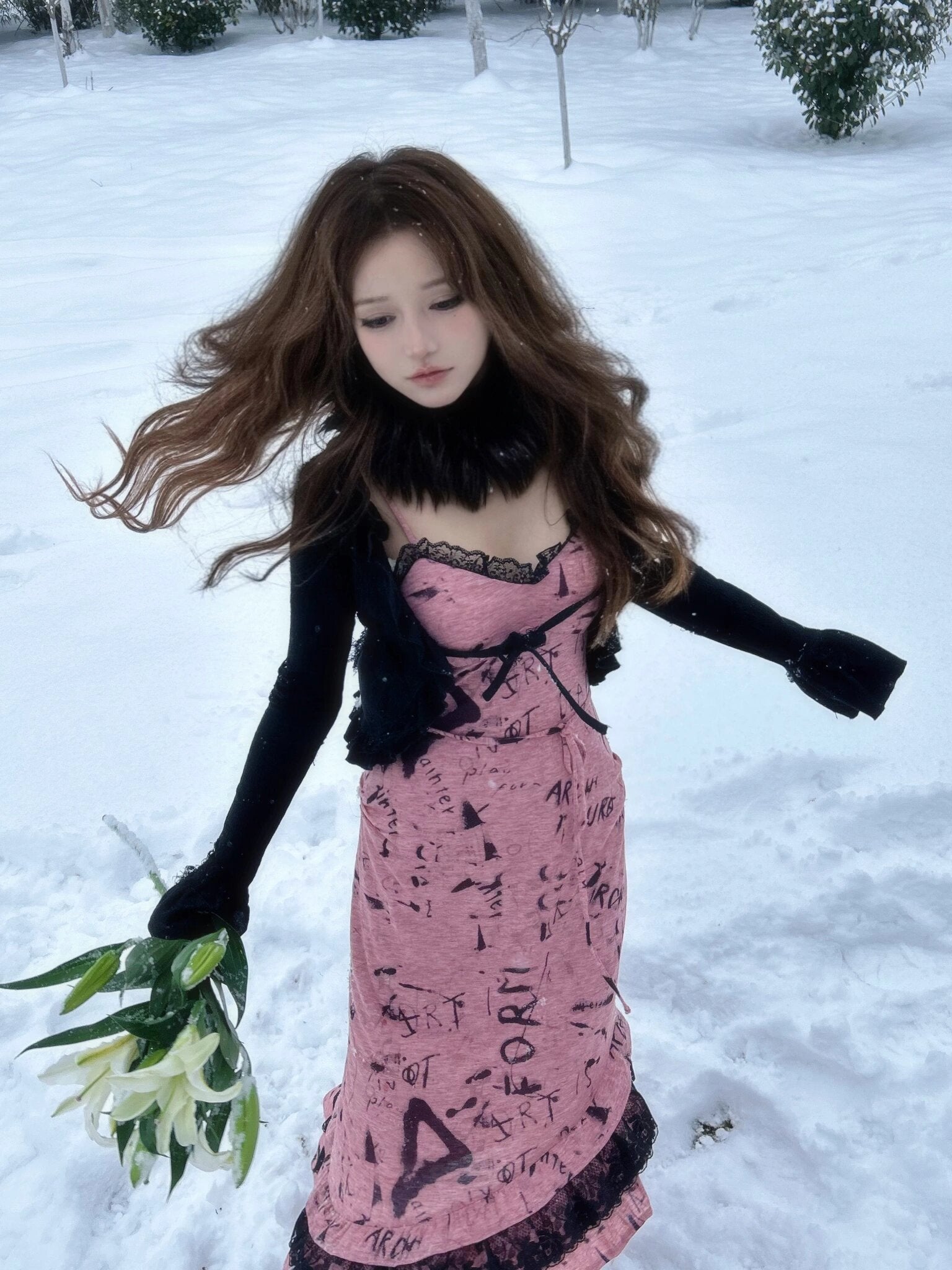 Get trendy with [Evil tooth] Punk Rose Mermaid Tail Design Midi Dress - Shirts & Tops available at Peiliee Shop. Grab yours for $45 today!