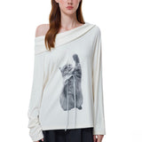 Reabobo Kitty Ribbon Off-shoulder Top