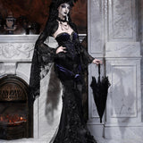 Blood Supply Moon Funeral Velvet Mermaid Tail Midi Skirt