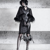 [Blood Supply] Shadow Stalker Gothic Faux Fur Cape Coat PU Leather