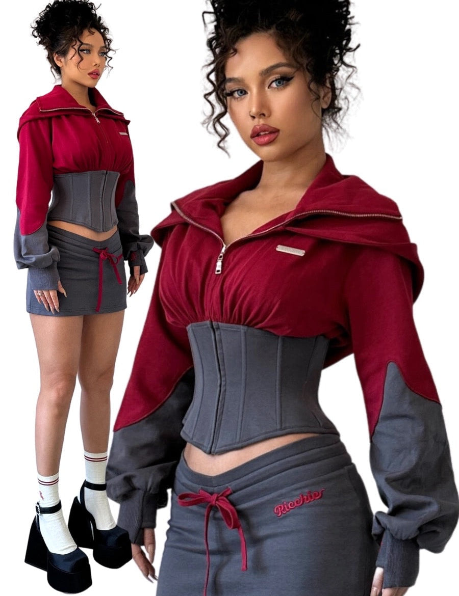 Get trendy with [Ricchie]Desert Rose Fishbone Hoodie and Skirt Set -  available at Peiliee Shop. Grab yours for $36 today!
