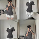 Get trendy with [Customizable] High school sweetheart 2 in 1 cotton mini dress -  available at Peiliee Shop. Grab yours for $45 today!