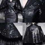 [Blood Supply] Shadow Stalker Gothic Faux Fur Cape Coat PU Leather