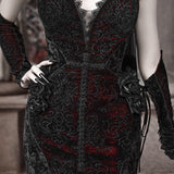 [Blood Supply] Scarlet Romance Gothic Velvet Mermaid Maxi Dress Gown