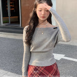 Get trendy with [Mummy Cat] Butterfly Bow Off-Shoulder Sweater -  available at Peiliee Shop. Grab yours for $50.50 today!