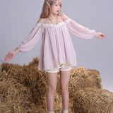 Rose Island For Cassie Glitter Chiffon Babydoll Top