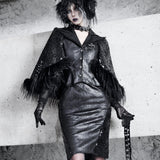 [Blood Supply] Shadow Stalker Gothic Faux Fur Cape Coat PU Leather