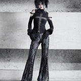 [Blood Supply] Shadow Stalker Gothic Slim Fit Low Waist Flared Pants