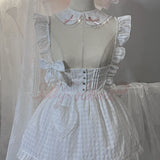 [Sold out forever — just here to be remembered ♡] Silly Solkatt Alice’s Angel Aura White Gingham Apron Set