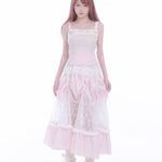 Get trendy with [Rose Island] Rose Blossom Bliss Fairy Core Midi Skirt -  available at Peiliee Shop. Grab yours for $62 today!
