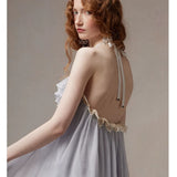 [Global Free Shipping] Fa Sogno Blue Moonlight Sonata Lace Chiffon Dress