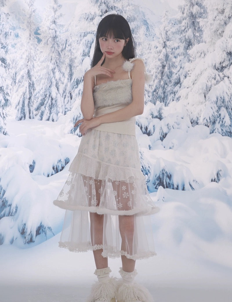 Get trendy with [Rose Island] Snowy Lace Long Skirt - Coats & Jackets available at Peiliee Shop. Grab yours for $43 today!