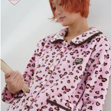 Sleepy Fairy Coral Fleece Leopard Bow Pajama Set