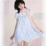 [Rose Island] Pink Mermaid Jellyfish  Style Mini Dress