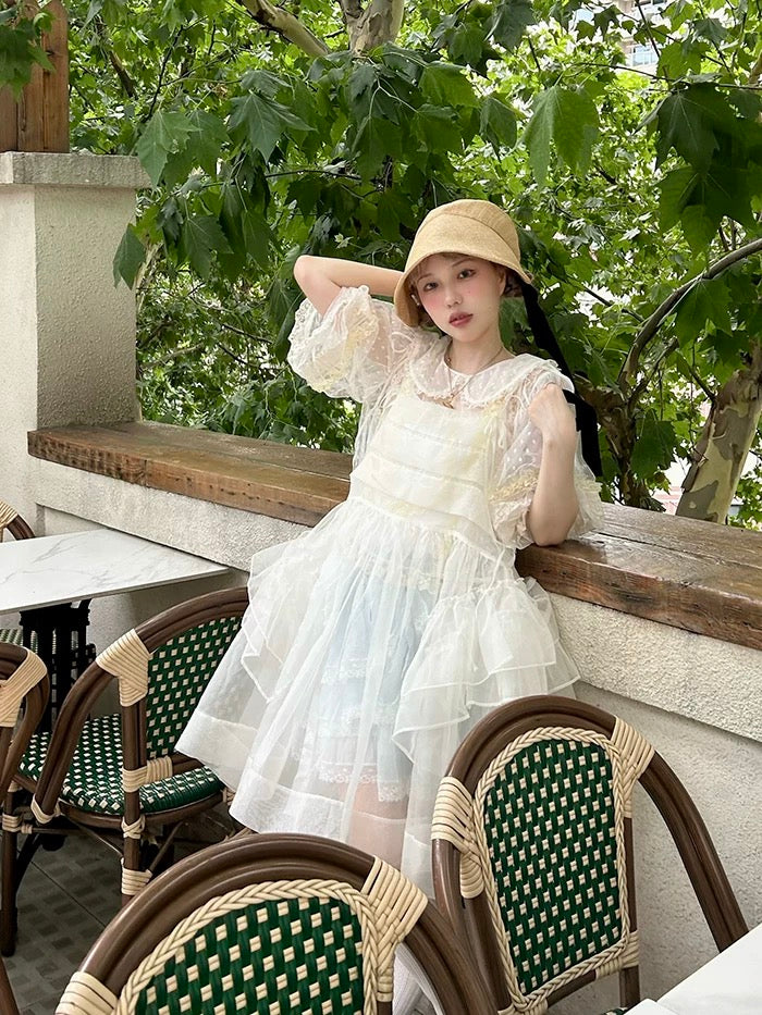 Get trendy with [August Unicorn] Angel Shell Princess transparent outer dress - Dresses available at Peiliee Shop. Grab yours for $105 today!