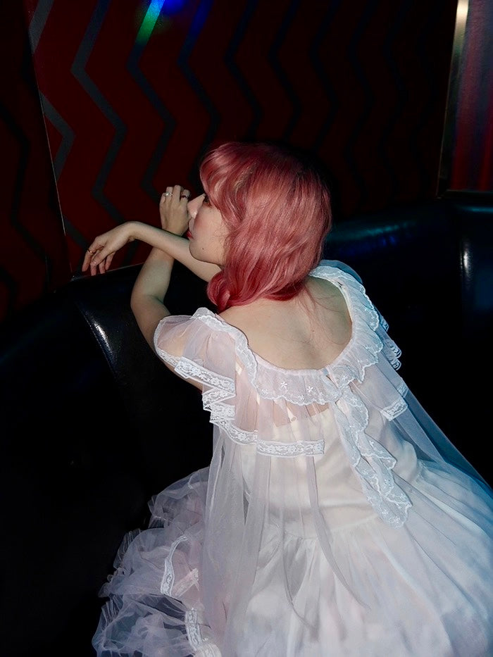 Get trendy with [August Unicorn] Rose romance transparent outer dress - Dresses available at Peiliee Shop. Grab yours for $75 today!